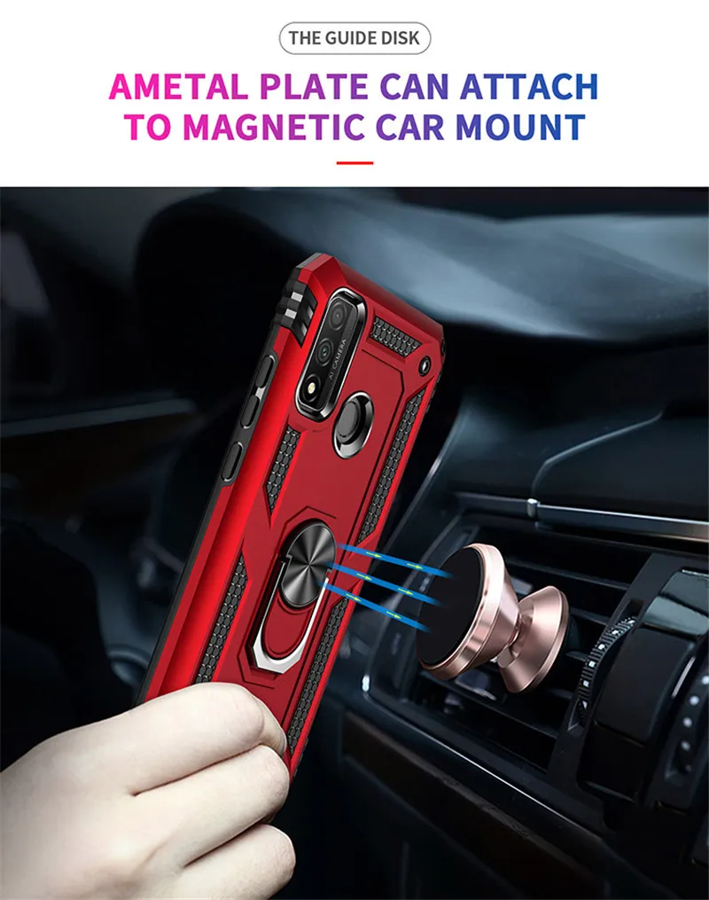 For Huawei P Smart 2020 2021 P30 Pro P20 P40 Lite E Car Magnet Ring Armor Case For Y9 Prime 2019 Nova 5T Y8 S Y7P Y6P Y5P Y8P