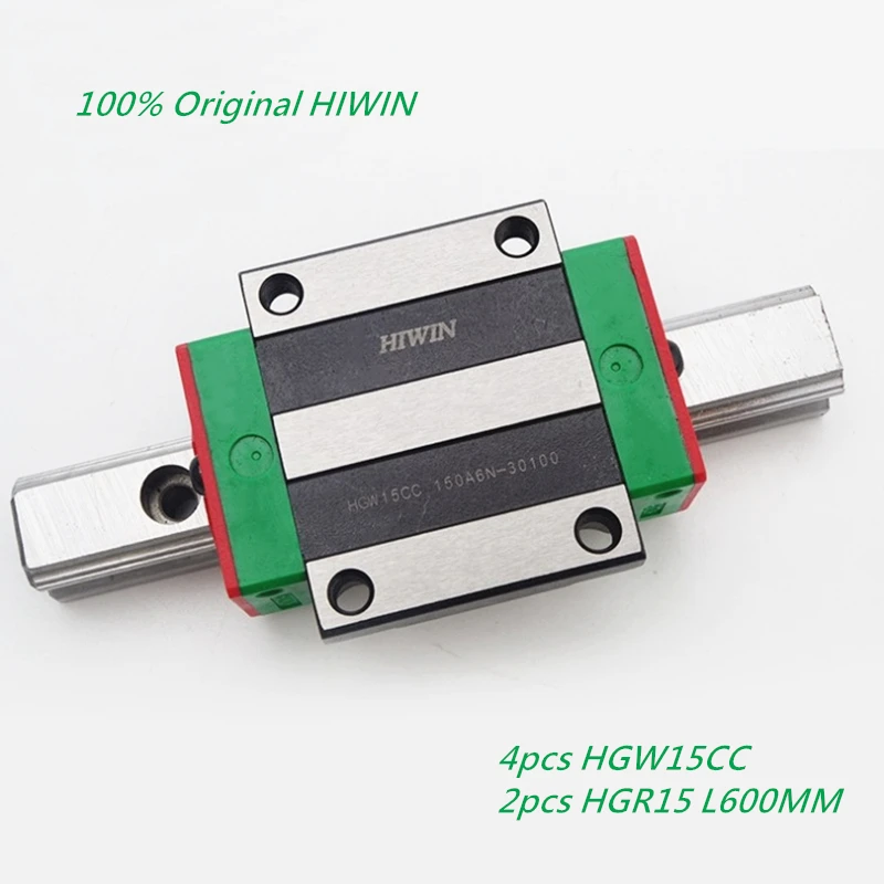 2 шт. Оригинал HIWIN HGR15-L600mm линейные рельсы + 4 HGW15CC линейный фланцевый блок каретки |