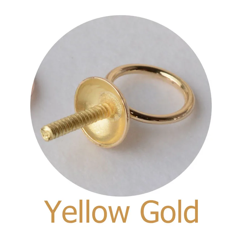 Yellow Gold 18K Золотой соединительный элемент для кулона бисера крышка окуня и Закрытое кольцо прыжка, 18 карат Твердые 18ct Висячие серьги и кулон найти - Цвет: Yellow Gold