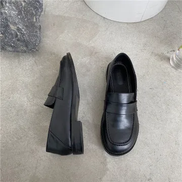 

Square Toe All-Match Korean Shoes Casual Female Sneakers Oxfords Women's Autumn Flats 2021 Leather Fall New Dress PU Leisure Bas