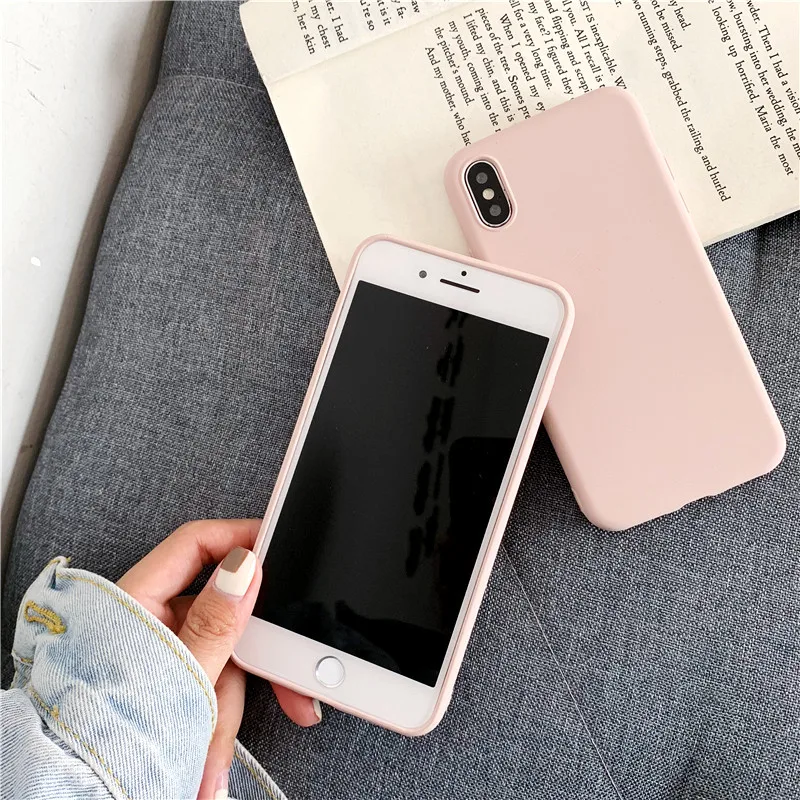 Чехол для телефона s iPhone 7 8 6 6s Plus X XR XS Max простой однотонный Ультратонкий Мягкий