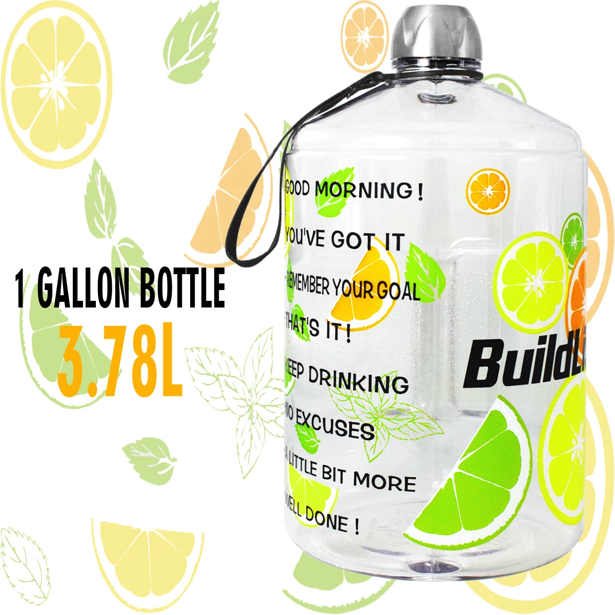 Lemon Water Bottle Quifit 128 унций 64 унции 32 унции 1 галлон BPA бесплатно пластиковая большая бутылка для воды для питья кувшин Тыква для путешествия спорт, фитнес, тренажерный зал бутылка воды эко - Цвет: Lemon Water Bottle