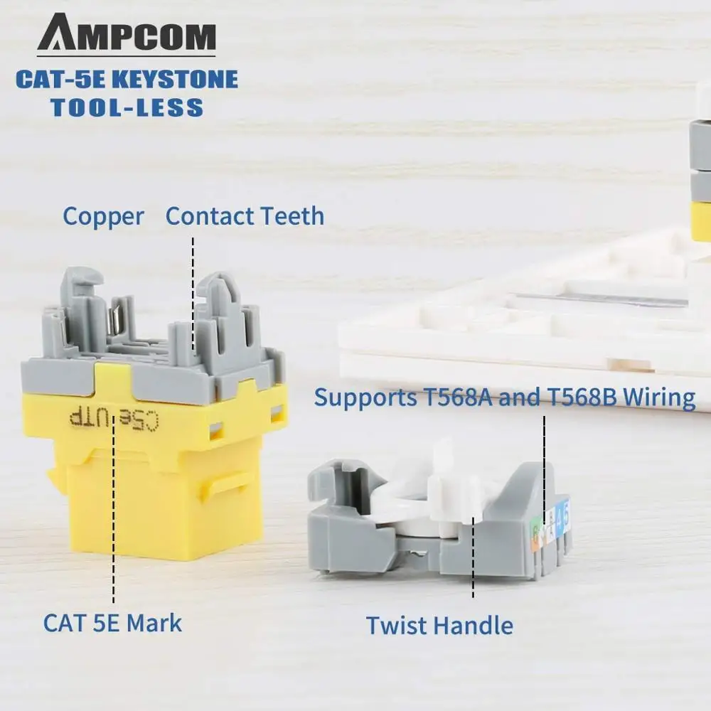 AMPCOM (UL Listed) 10-шт CAT5e RJ45 инструмент без ключа не требуется пуансона разъем модуля UTP