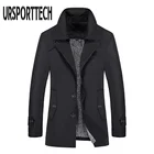 URSPORTTECH мужской Тренч, Мужской Блейзер, дизайнерский деловой повседневный костюм, куртка, Осень-зима, толстая теплая ветровка размера плюс 8XL