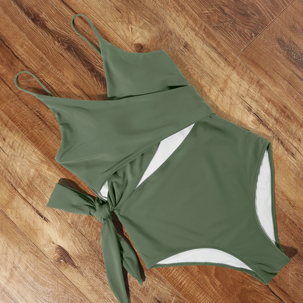 Цельный купальник женский сексуальный с перекрестными ремешками высокая талия