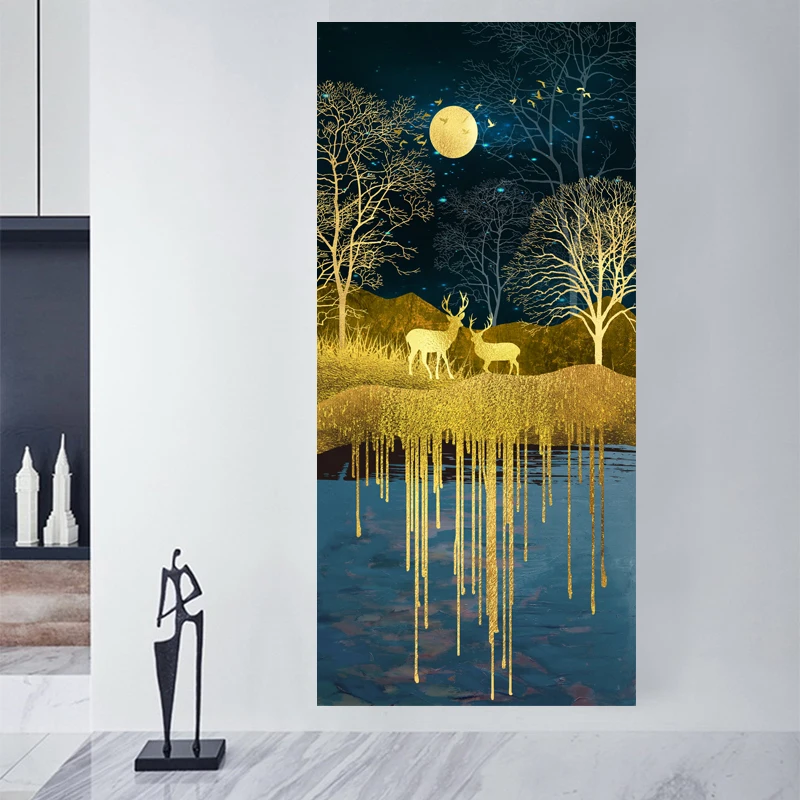 Скандинавские желтые цветочные клеи настенная живопись золотые растения