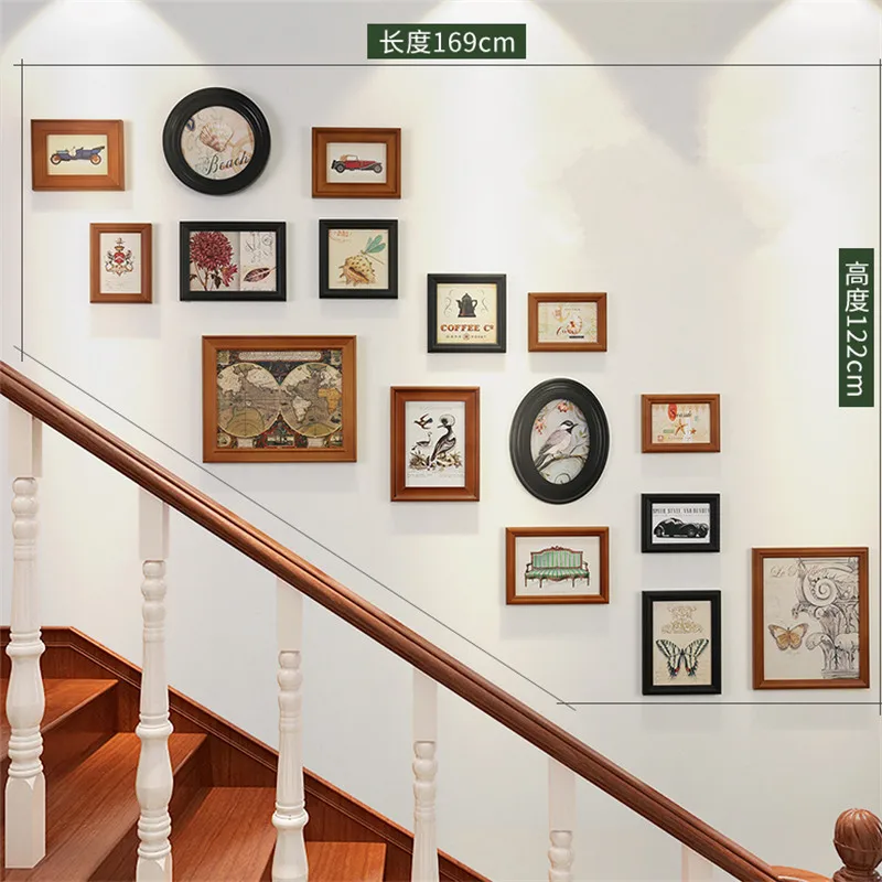 Винтаж фоторамка для Лестницы рамка фотографий декора стен 16 шт./компл.