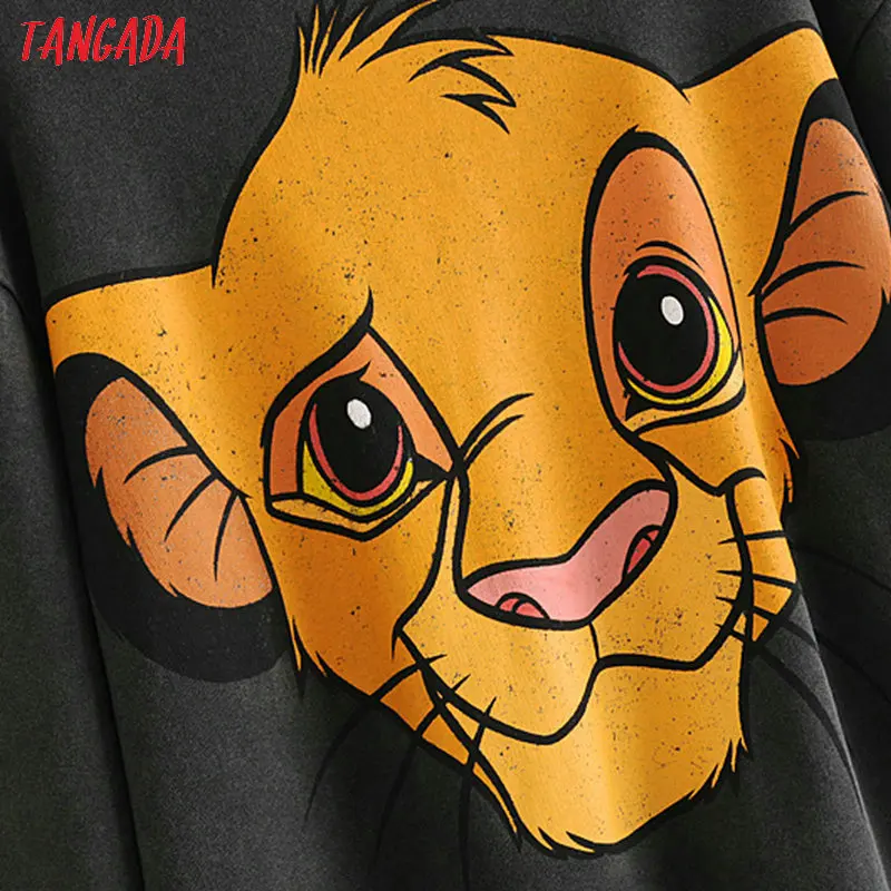 Tangada, женские свитшоты с животным принтом, милые, женские толстовки с капюшоном больших размеров с длинным рукавом, топы с капюшоном 3H346