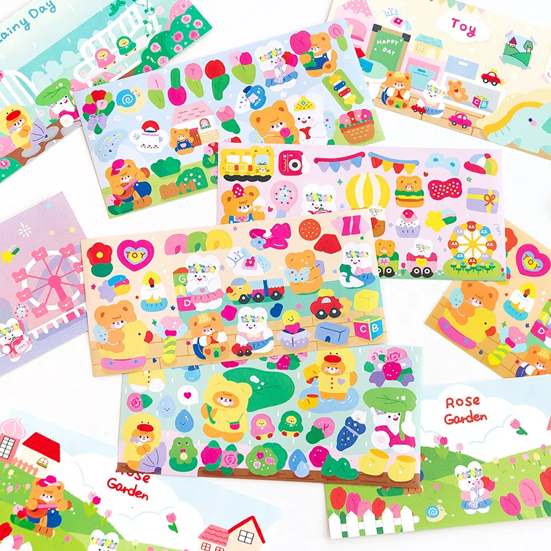 

INS Bear Bunny ежедневный стикер набор «сделай сам», скрапбукинг, журнал, коллаж, телефон, дневник, альбом, счастливый планировщик, подарочное укра...