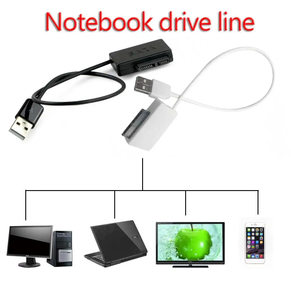 USB-адаптер для ПК 6P 7PDVD Rom SATA на USB 2 0 конвертер ноутбука тонкий кабель привода