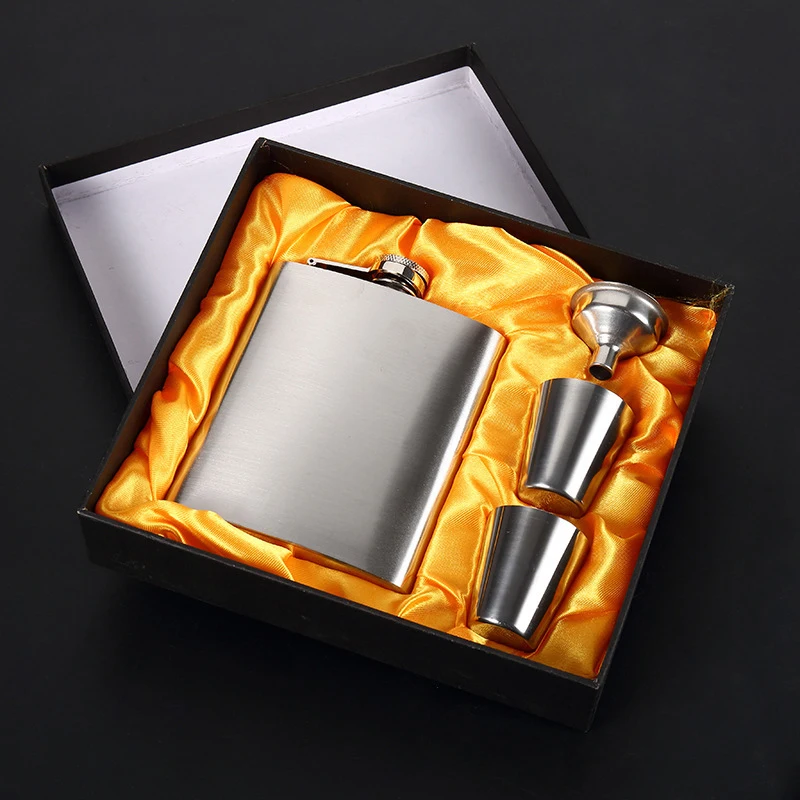 

7Oz Portable Hip Flask Flagon Set for Liquor with 2 Shot Glass and 1 Funnel Stainless Steel Leak Proof Drinking Set