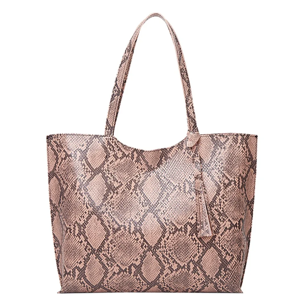

Women's Pu Leather Handbags Women Bag Snakeskin Luxury Lady Handbag Purse Pocket Women Messenger Bag Big Tote Sac Bols #t1g
