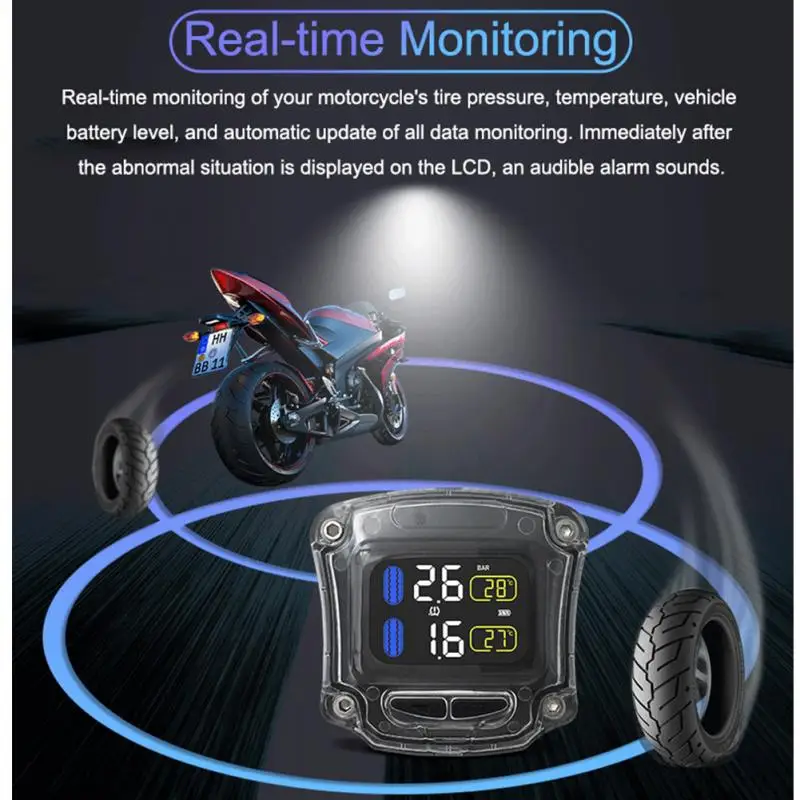 Мотоциклетный инструмент водонепроницаемый TPMS внутренний внешний с 2 датчиком