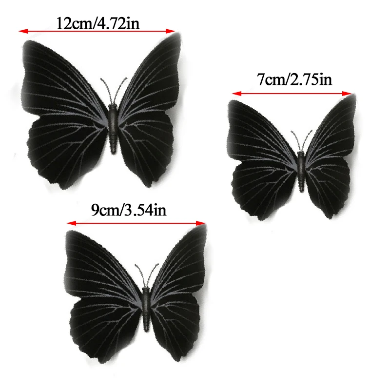 

12pcs/Set Black Butterflies Wall Sticker Beautiful Beautiful Butterfly Sticker With Pin for Kid Room Wall Decals Home Decoration