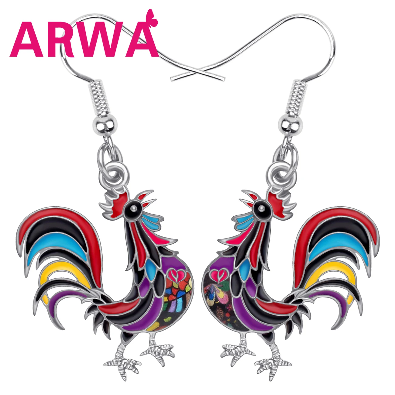Женские серьги с петухом ARWA металлические эмалированные милыми цветочными