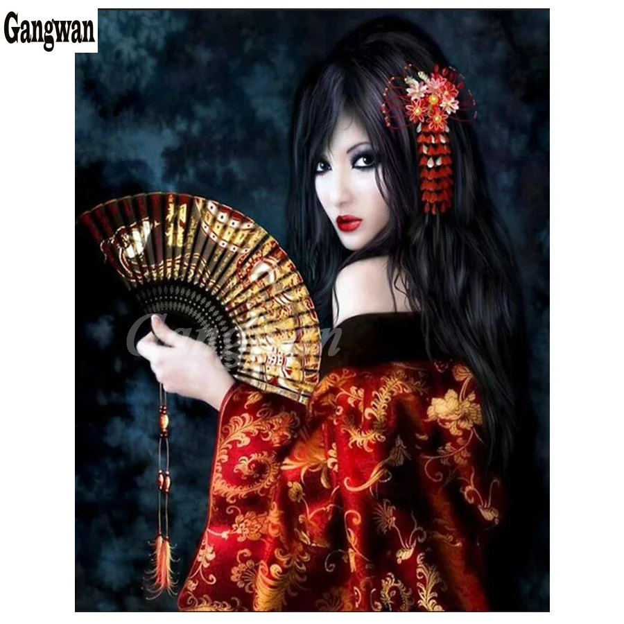 Алмазная 5d картина сделай сам кимоно женское с квадратными/круглыми стразами