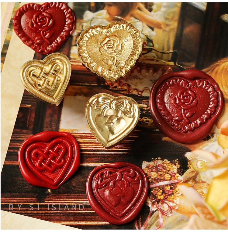 

Creative heart rose pattern head Special-shaped Wax Seal StampFire Lacquer Seal Head Wedding Greeting Card Wax Seal