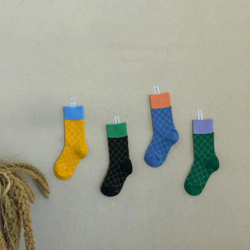 

Baby Boys Girls Cotton Socks Fashion Plaid Spring Autumn Thin Breathable Childre Toddler Cotton Socks for 1-8 Years Kids