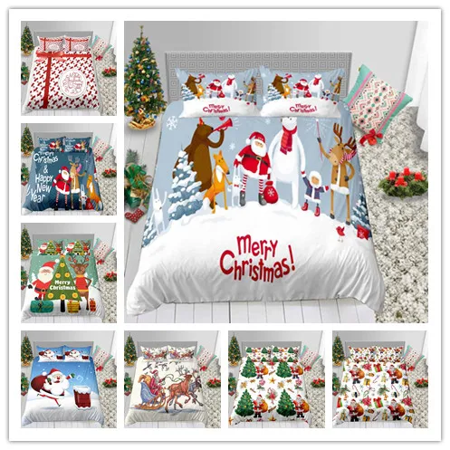 

Комплект постельного белья с Санта Клаусом на Рождество высококачественный пододеяльник одинарный двойной полный Королевский размер праз...