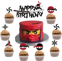 25 pieces ninja cake toppers happy birthday cake topper set with ninja warriors cupcake toppers for boys ninja birthday party