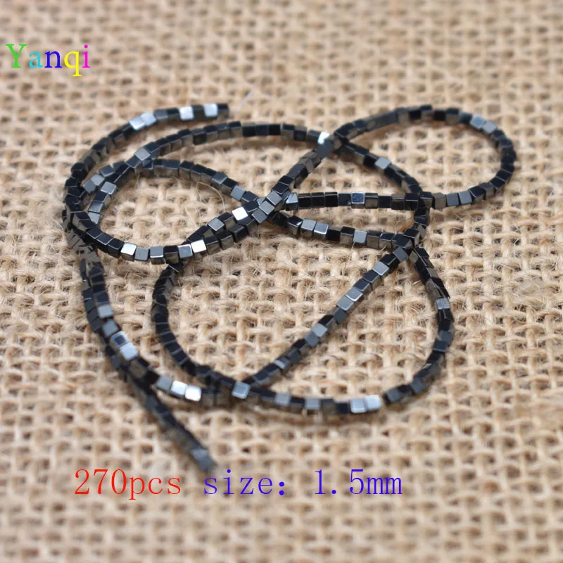 11-1.5mm Black 95 шт./лот, блестящие разноцветные бусины из натурального камня, гематит, прямоугольные бусины квадратной формы для самостоятельного изготовления ювелирных изделий - Цвет: 11-1.5mm Black