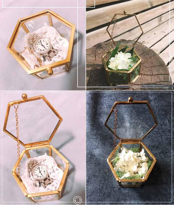 Sen вечный цветок Diy обручальное кольцо коробка прозрачное стекло золото ювелирные изделия юбилей подарок на день рождения коробка для хранения ювелирных изделий