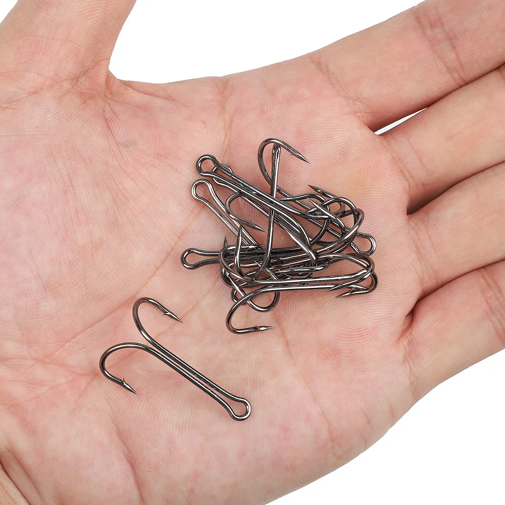 

DONQL 10pcs/ Set Double Fishing Hooks High Carbon Steel Barbed Carp Fishhook For Soft Worm Lure Fly Fishing Hook Accessories
