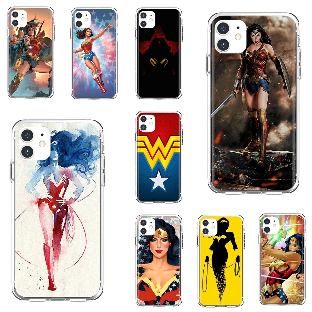 

Silicone Skin Cover For Apple iPhone 10 11 12 Pro Mini 4S 5S SE 5C 6 6S 7 8 X XR XS Plus Max 2020 Vintage-Pop-Women-Wonder-Woman