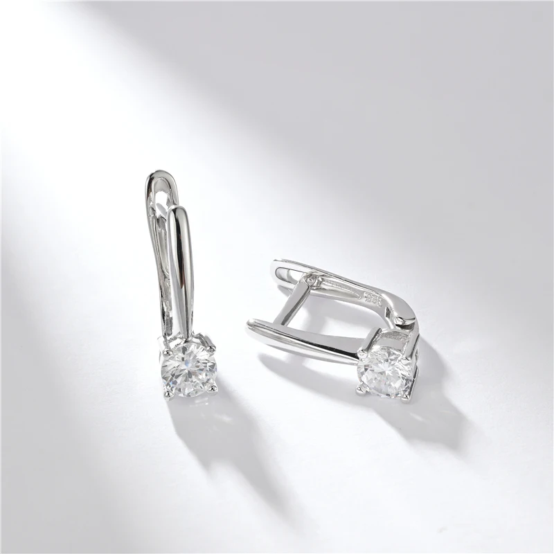 Серьги женские серебряные с круглыми фианитами 5 0 мм|Серьги-кольца| |