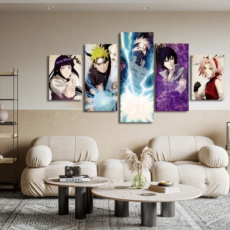 

5 Pieces Canvas Arts Japanese Animation Poster Painting Living Room Picture Prints Bedroom Mural HD Modern Modular Home Decor