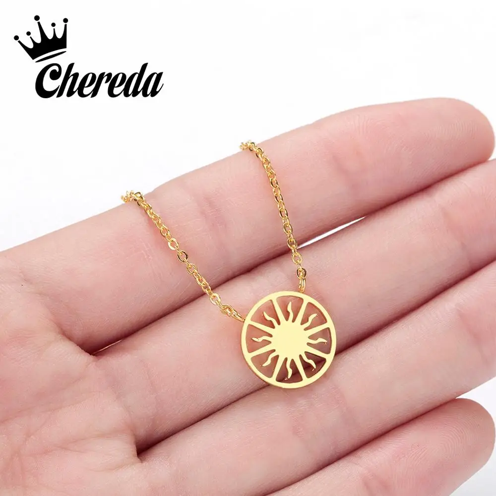 Изящное многослойное женское ожерелье от солнца Chereda из нержавеющей стали