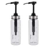 2x sauce pump dispenser with glass bottle leakproof kitchen condiment dispenser for honey ketchup mustard mayo