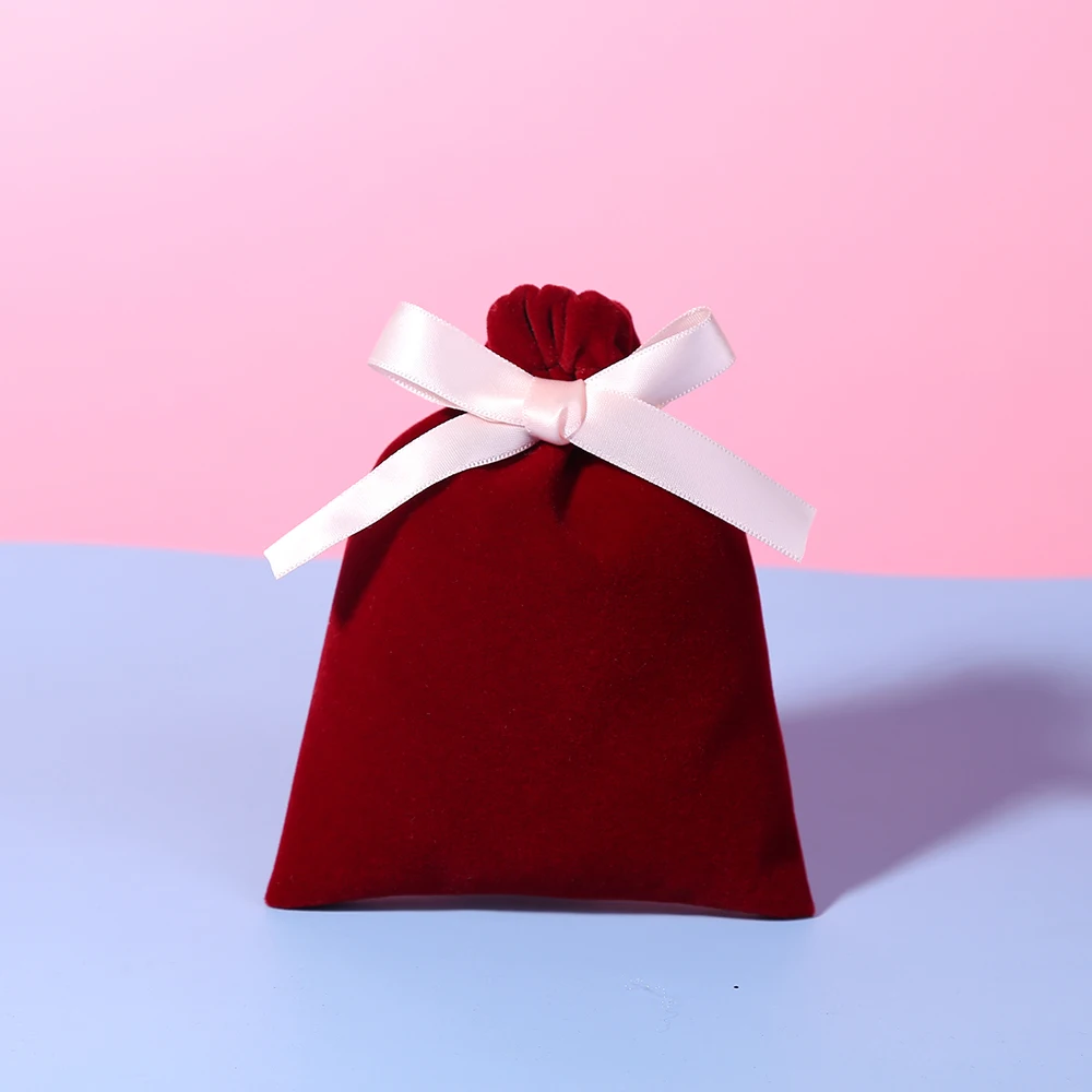 Velvet Gift Bag Jewelry Packaging Drawstring Pouch Lipstick Birthday Wedding Party Makeup Bags Wrapping Supply Sack Custom Logo