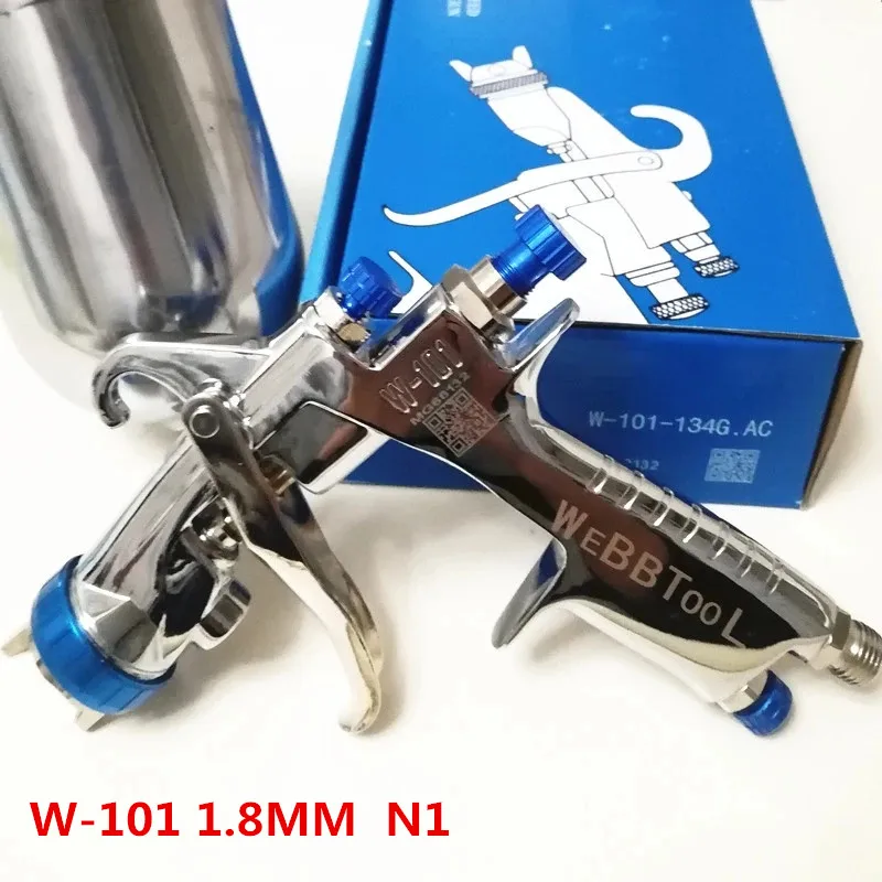 Натуральная qr cod W-101 пистолет-распылитель 134G w101 HVLP ручной Краски пистолет тяжести 1,0/1,3/1,5/1,8 мм мебель покрытия автомобиля Краски Инж - Цвет: W-181G  1.8MM
