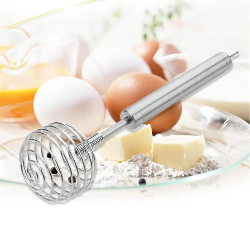 

Stainless Steel Spiral Shape Manual Whisk Frother Blender Egg Beater Stirrer Kitchen Tool Egg Tools Kitchen Gadgets