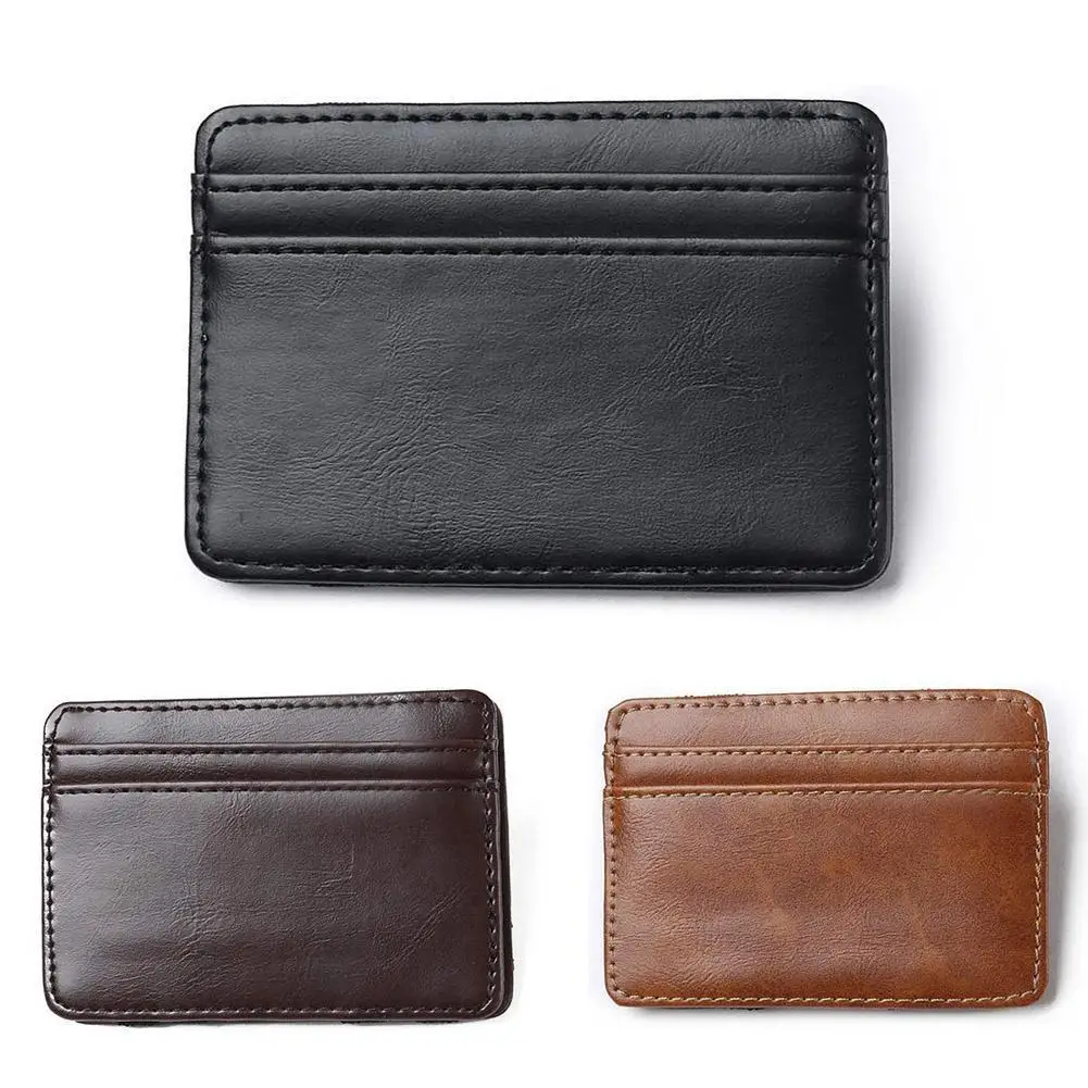 

Ultra Thin Mini Wallet Men's Small Wallet Business logo Leather Wallets Wallets Purse Card Credit no Coin PU Holder I8J7