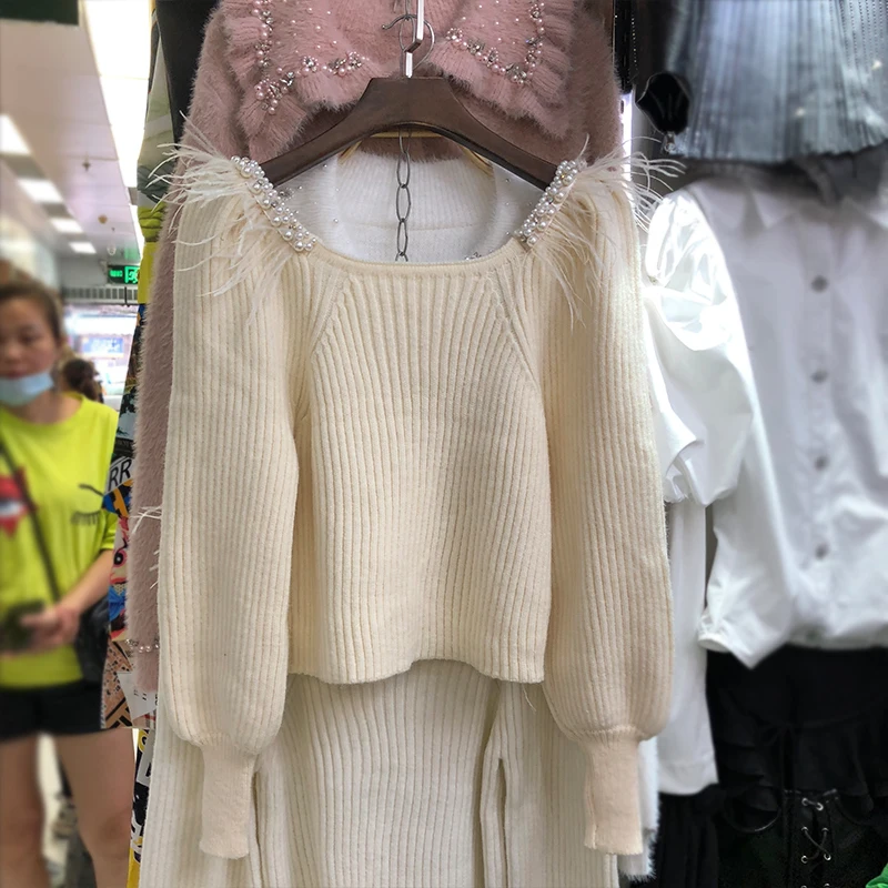 Женский вязаный свитер с длинным рукавом DEAT винтажный пуловер круглым вырезом