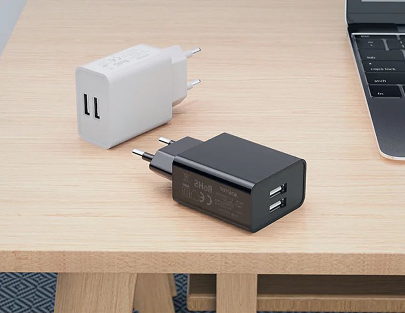Портативное двойное зарядное устройство USB 5 в 2.1A для IPhone X 8 7 6 с европейской
