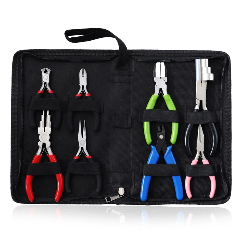 

Mini Jewelry Precision Pliers Kit with Zipper Case 8Pcs Precision Jewelry Making Tools for Beading Wire Cutting Bending