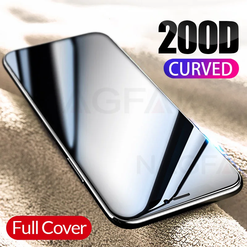 

200D Curved Full Cover Protective Glass On The For iPhone 7 8 6S Plus Tempered Screen Protector iPhone 11 Pro X XR XS Max Glass