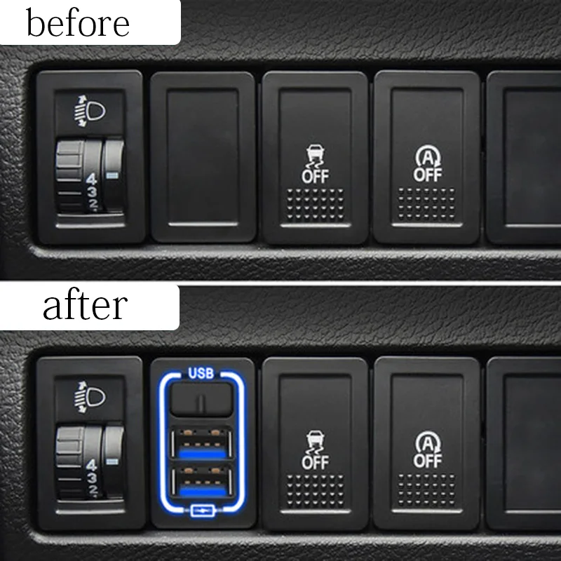 Car Dual USB Fast Charging Port 3.0A Panel Charger Adapter for Toyota corolla RAV4 Leivin |