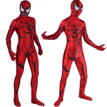 Unisex Adult Kids Carnage Cletus Kasady Super Villain Cosplay Costume Zentai Bodysuit Suit Jumpsuits Halloween