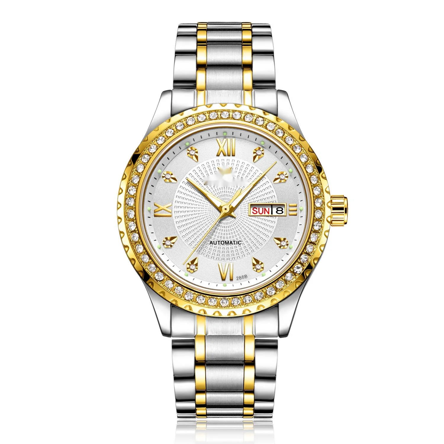 

Weskey watch men's business multi-function double calendar automatic mechanical movement inlaid with diamond waterproof