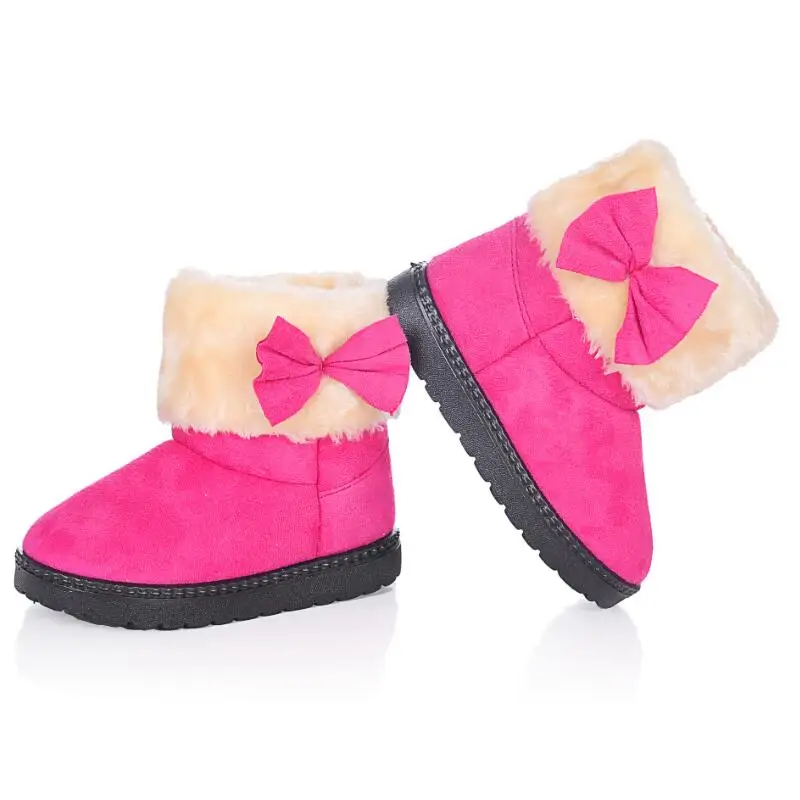 SKHEK Girls Snow Boots Winter Warm Flat Round Toe Kids Shoes Baby Children's Pink Black Soft Boots Size 21-38