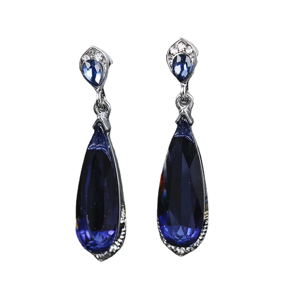 Новые роскошные женские синие серьги в форме капли воды модные из искусственного