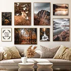 Настенная картина с изображением леса оленя озера горного водопада Осенняя Картина на холсте скандинавские постеры и принты настенные картины для гостиной