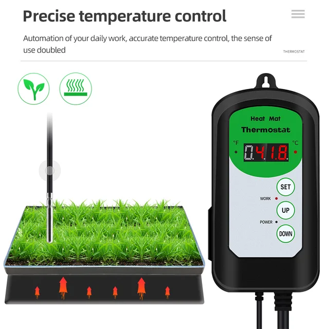 Digital Heat Mat Thermostat 1000W Temperature Controller For  Hydroponic Plants Seed Germination Reptiles Brewing Pet Supplies 5