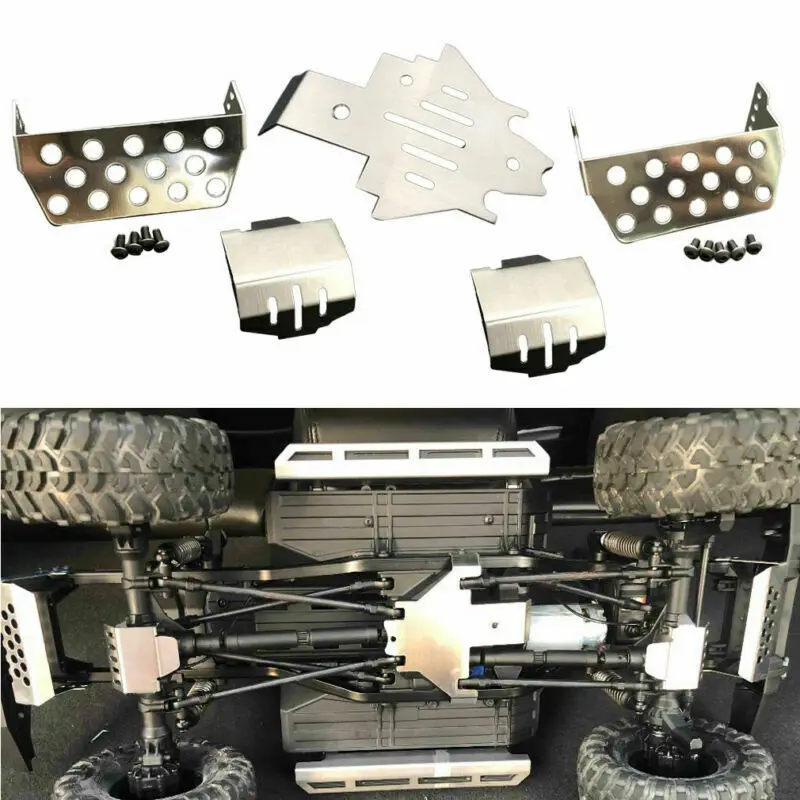 

Quality TRX-4 Racing RC Car Stainless Steel Protector Skid Plate Cover For 1/10 Traxxas Front Rear Chassis Battery Cover Plate