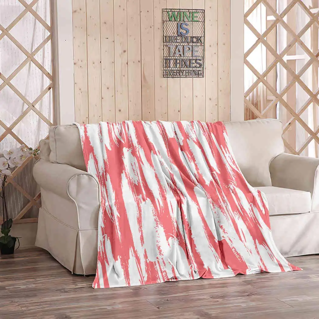 

Kuidf Boho Throw Blanket Bold Thick Brushstrokes Flannel Bedding Blankets Luxury Oversized for Couch Bed or Sofa 150x220cm