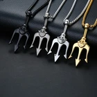 Ожерелье Посейдона с трезубцами, из нержавеющей стали, подвеска Нептун, греческий Винтаж серебряного цвета, мужские ювелирные изделия